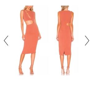 NBD Dress Midi Small Rose Pink Cut Out Kiari Cocktail Summer Sheath Wedding NWT
